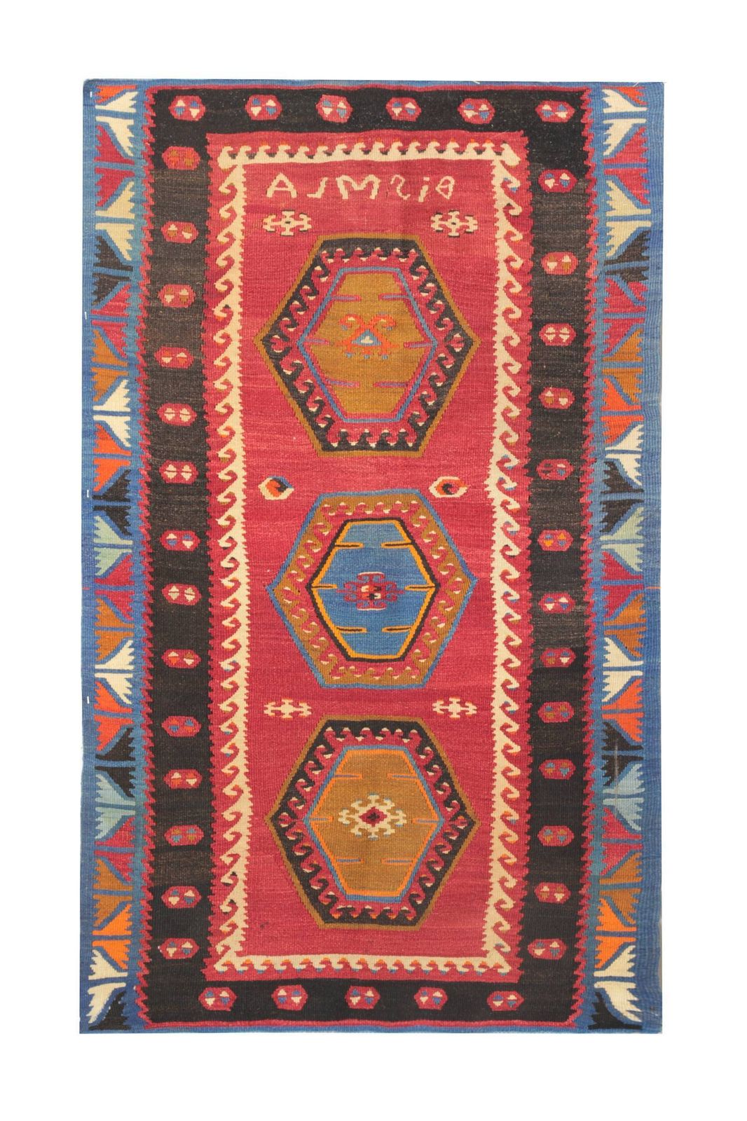 Turkish Kilim Rug From The 1940s, Small Flat Woven Wool Medallion, 75 X 130 Cm photo furniture