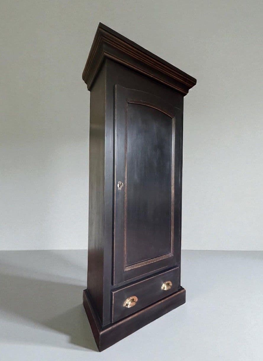 Repro Black Antique Style Solid Oak Linen Larder Kitchen Hall Toy Cupboard photo for sale