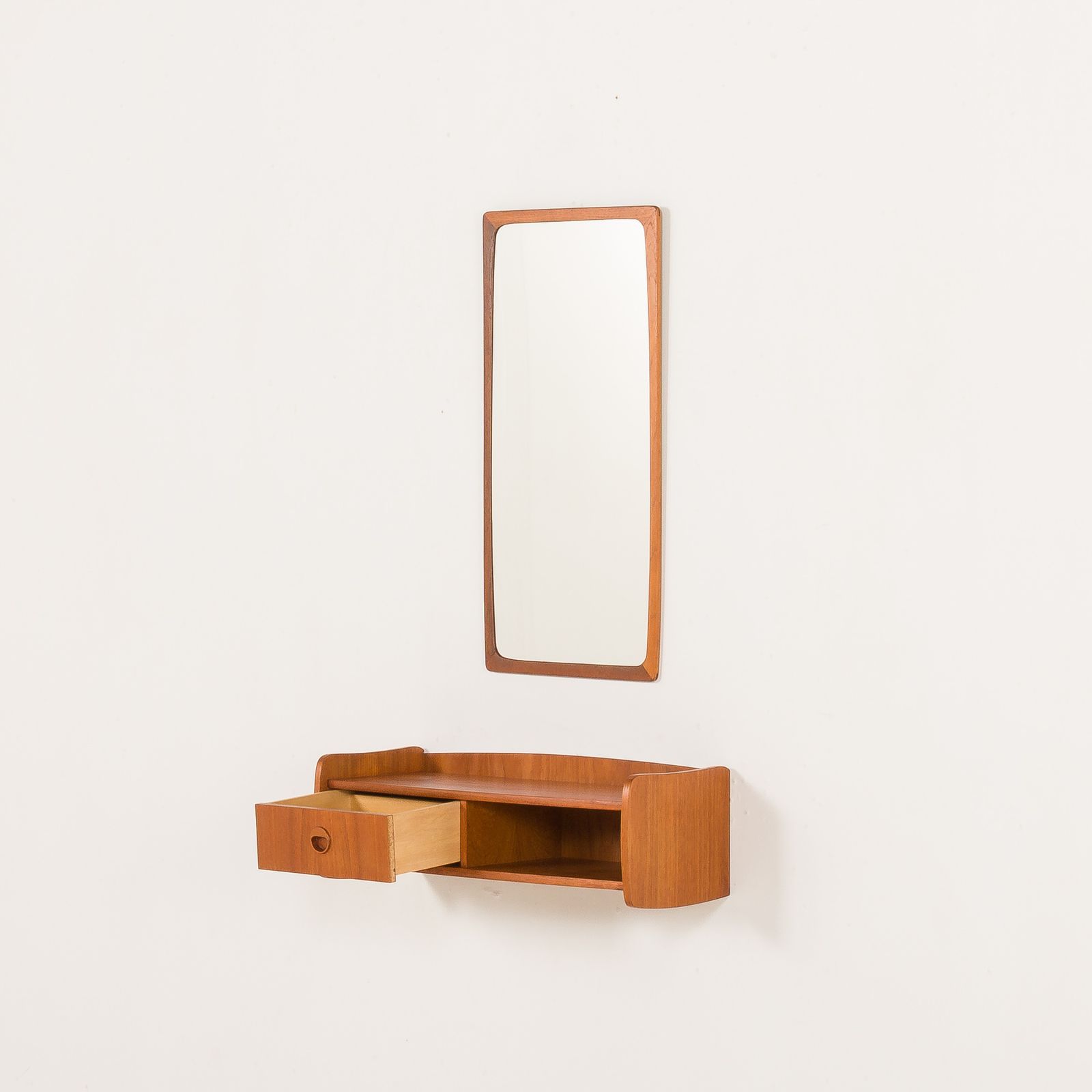 Scandinavian Mid Century Teak Mirror With A Console, 1960s photo 659.0