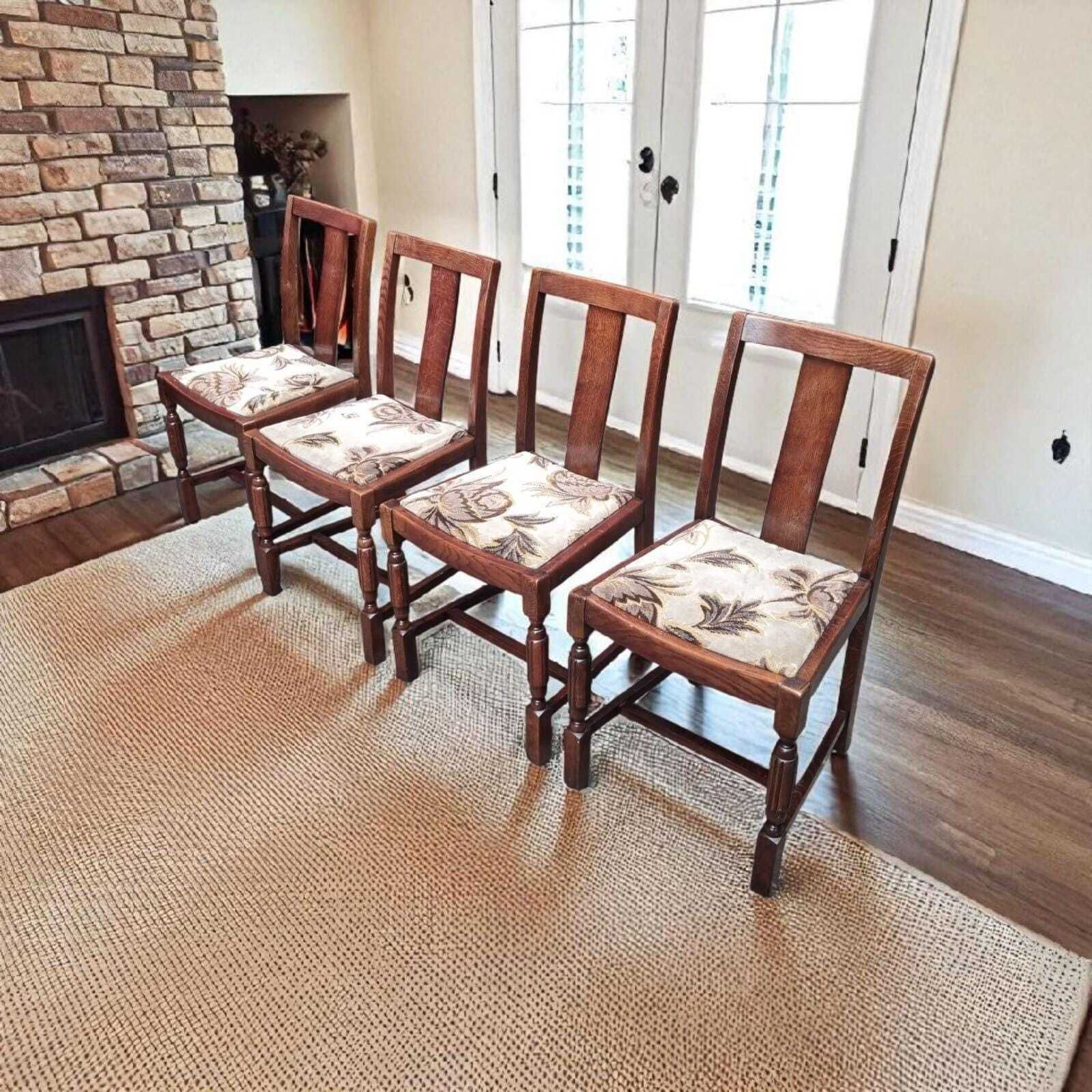 Vintage Oak Dining Chairs  / Set Of 4 / English Made C.1960 / Free Delivery photo vinterior
