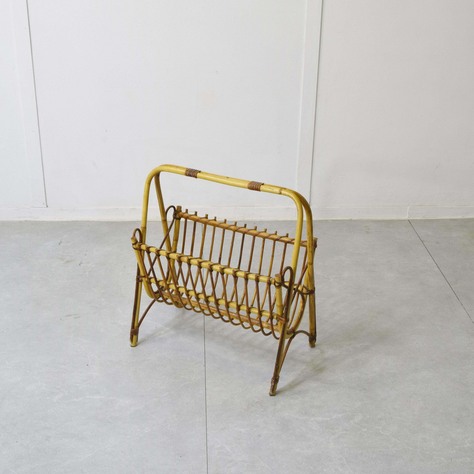 Italian Bamboo & Rattan Magazine Rack 1960s photo 369.0