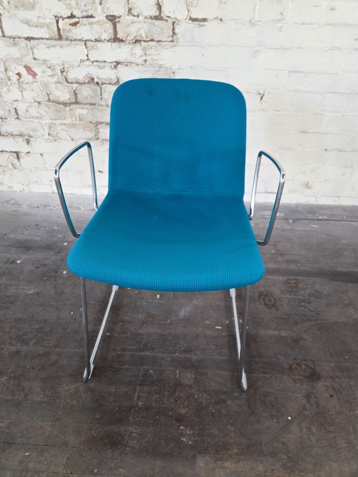 Verco Sola Chair With Blue Fabric Seat And Chrome Base photo furniture