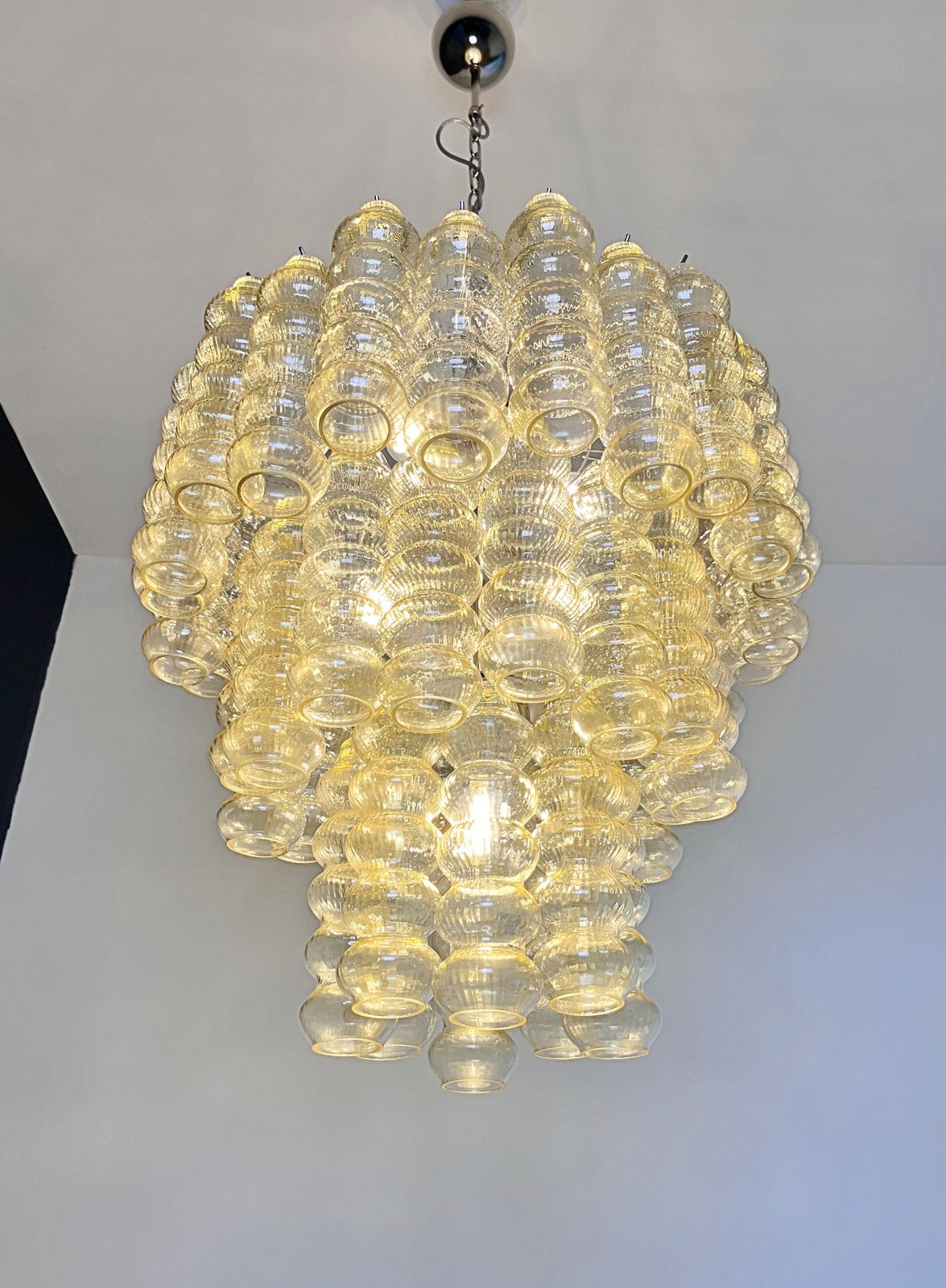 photo furniture Three Tier Murano Glass Tube Chandelier   48 Clear Amber Glasses