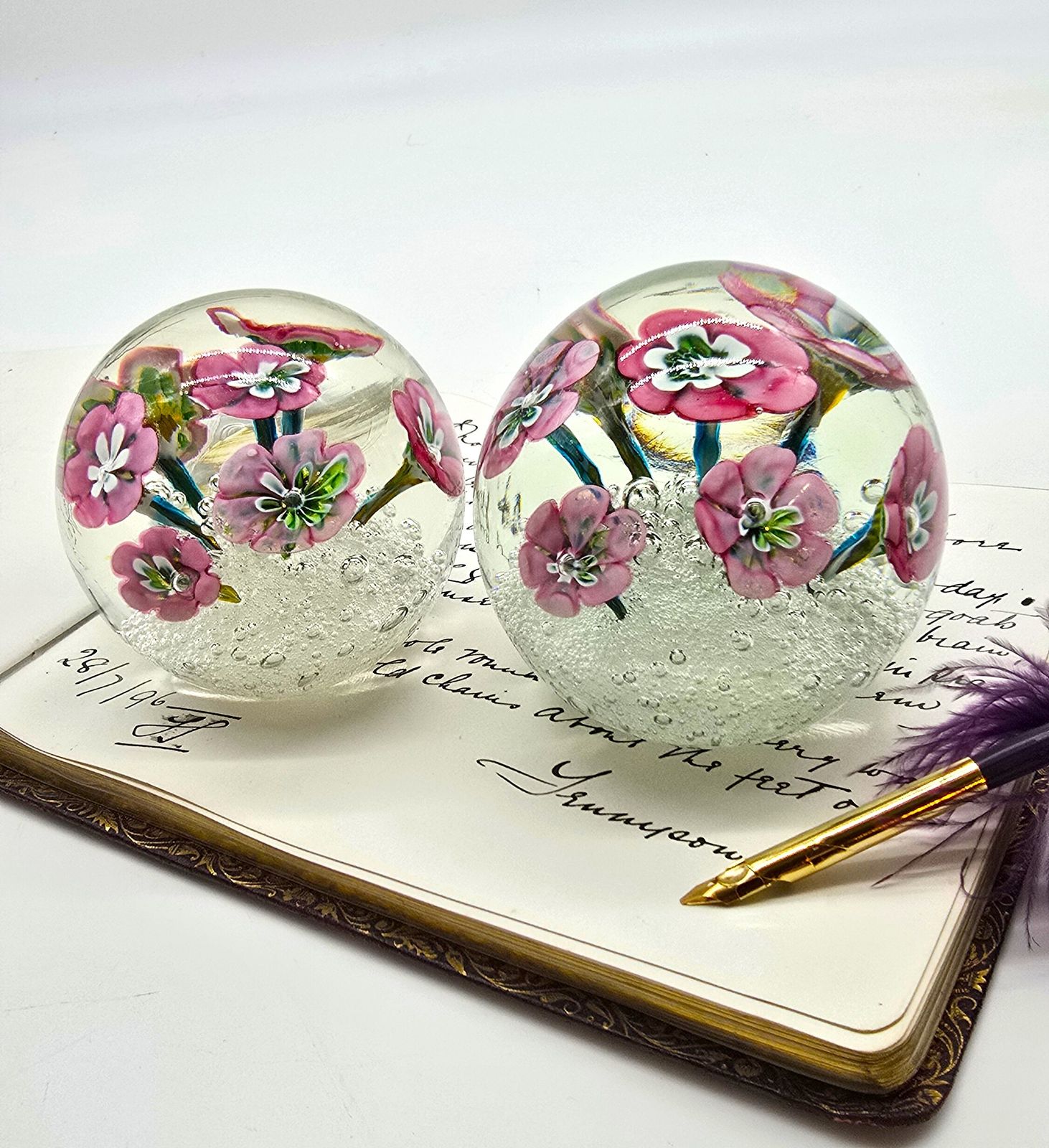 A Stunning Pair Of  Italian Murano Glass Paperweights, Circa 1930 photo furniture