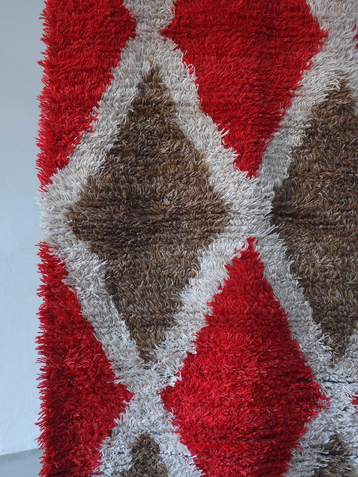 Scandinavian Red Rhombus Rya Rug | Sweden | 1960s photo furniture