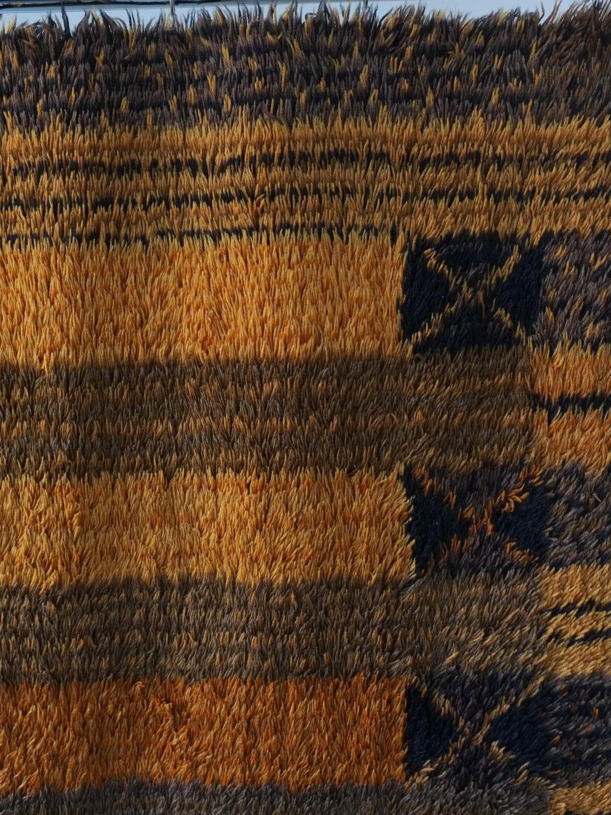 Large Scandinavian Brown Wool Rya Rug | Sweden | 1960s photo for sale
