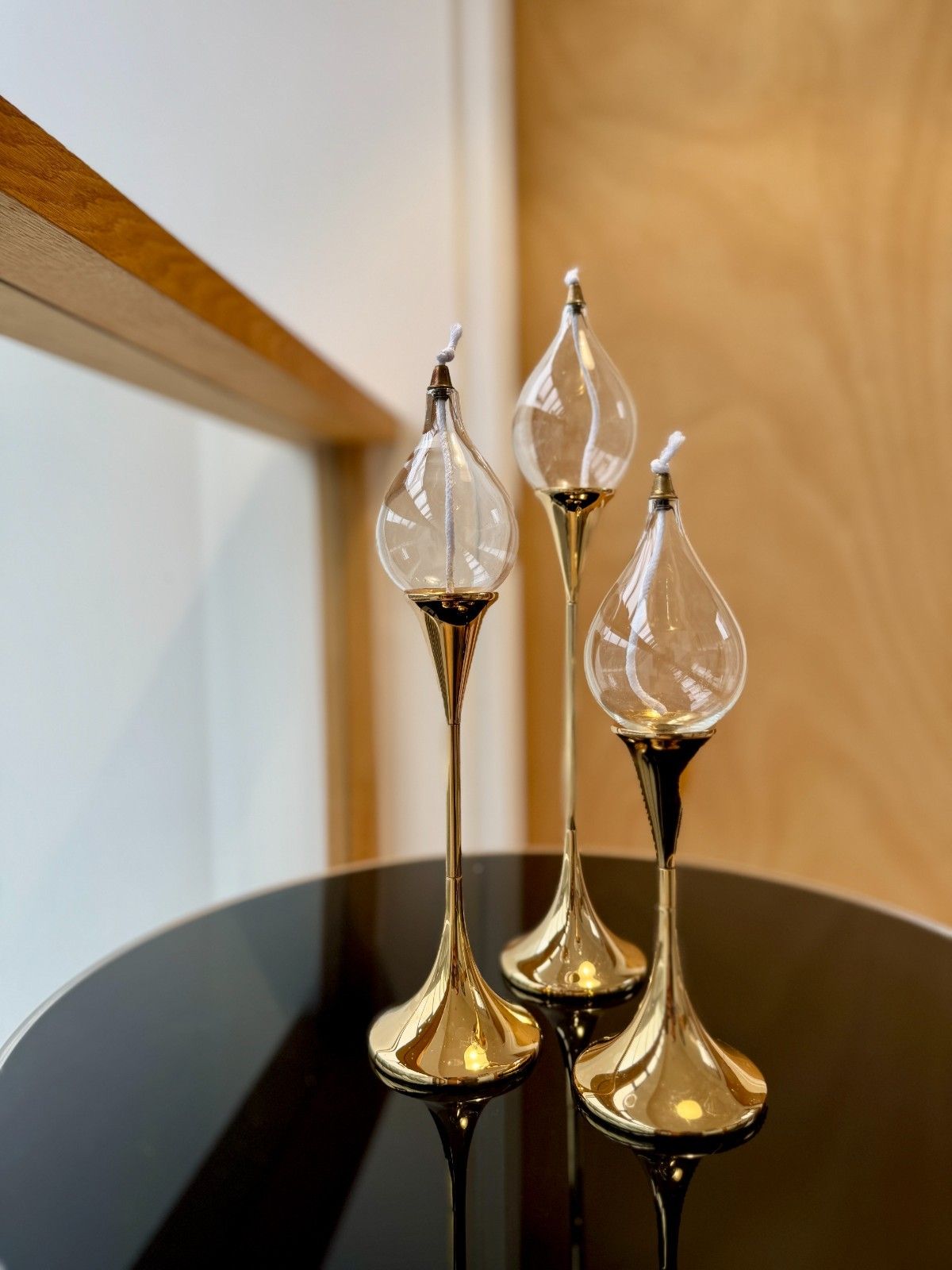 Rare 1970s Space Age Clear Drops Trio By Freddie Andersen In Gold, Boxed photo 100.0