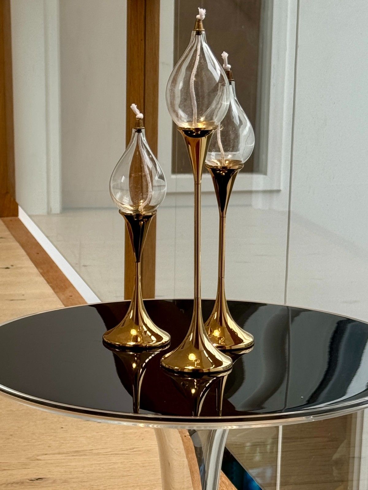 photo for sale Rare 1970s Space Age Clear Drops Trio By Freddie Andersen In Gold, Boxed