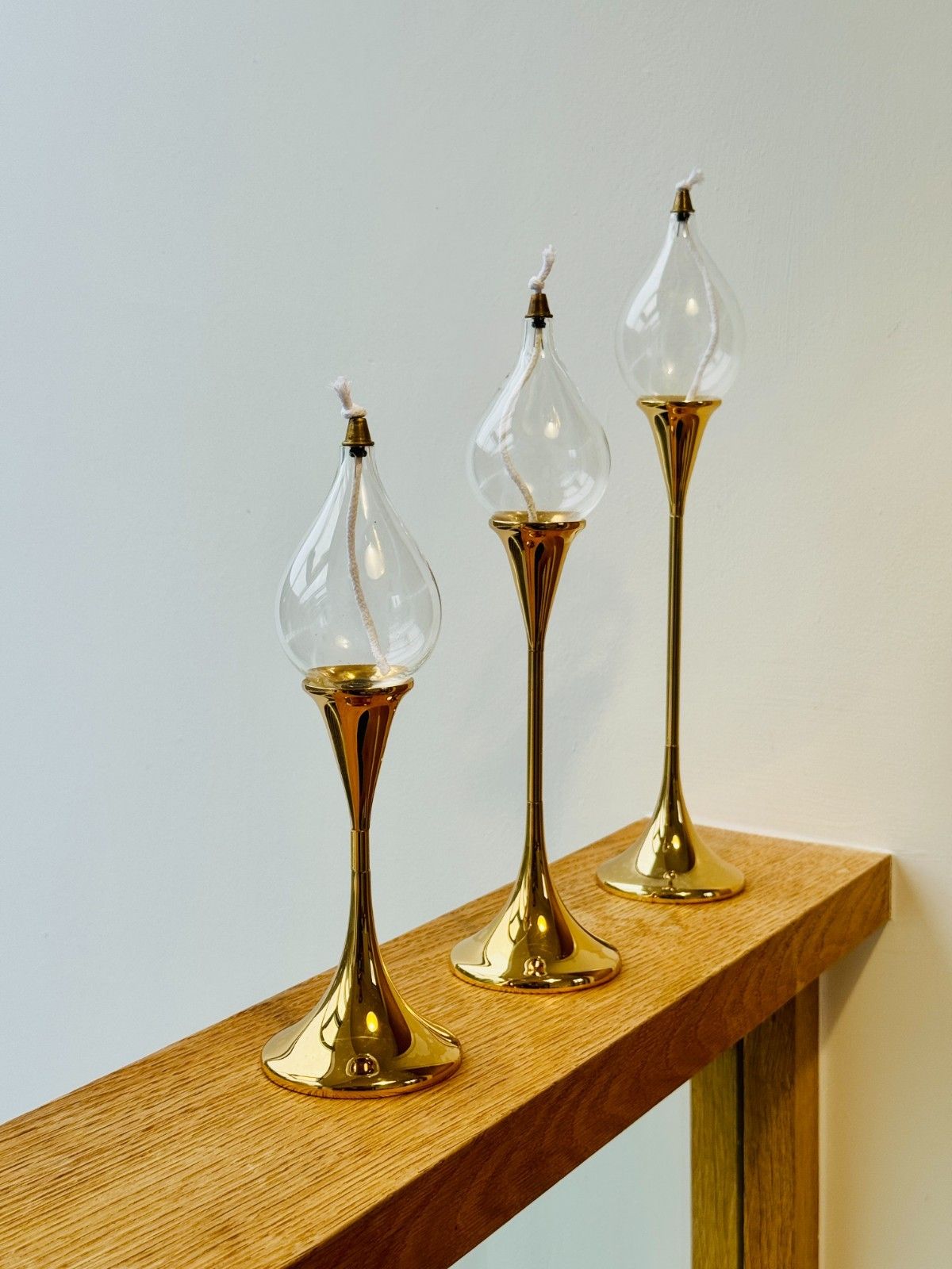 Home Decor Rare 1970s Space Age Clear Drops Trio By Freddie Andersen In Gold, Boxed photo