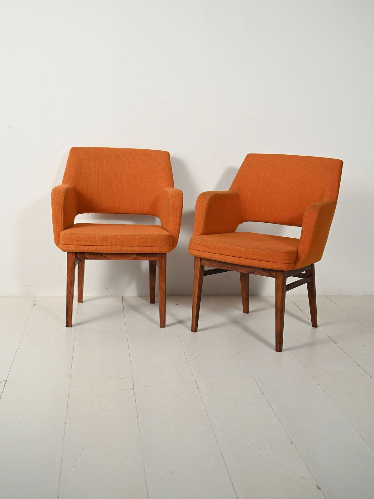 Pair Of Orange Oslosund Armchairs By Kinnarps From The 1950s photo furniture