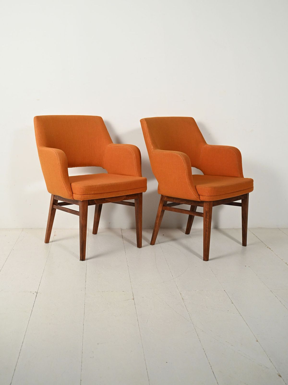 Pair Of Orange Oslosund Armchairs By Kinnarps From The 1950s photo for sale