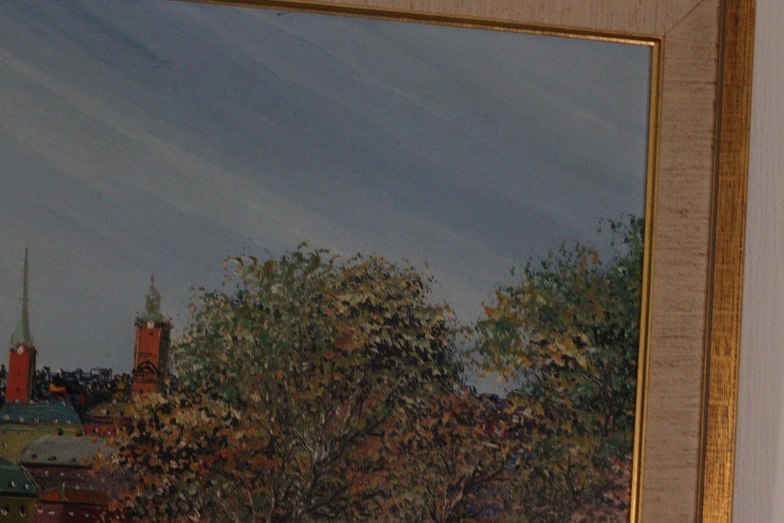 Original Mid Century Swedish Oil On Canvas – “Stockholm” By Eddie Hammerström – Vintage & Framed – 67 × 78 Cm (26.4" × 30.7") photo buy
