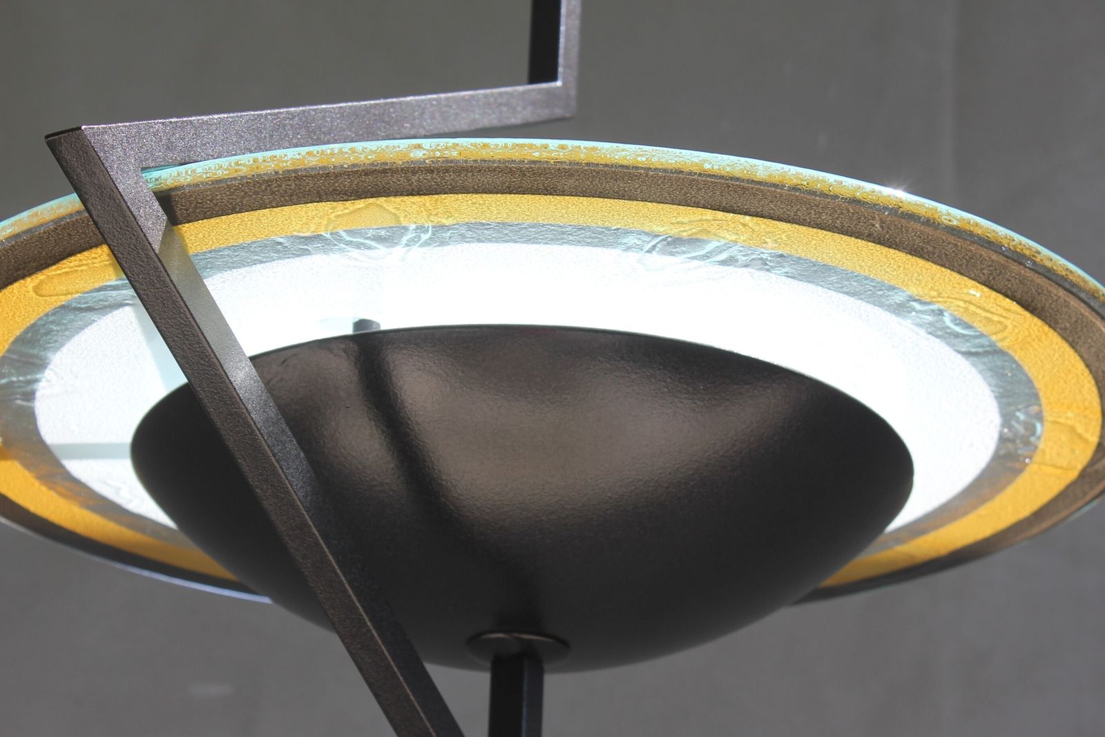 675.0 Modernist Pendant Light Metal Glass Shade 1980s Italian Ceiling Lamp Artistic Lighting photo