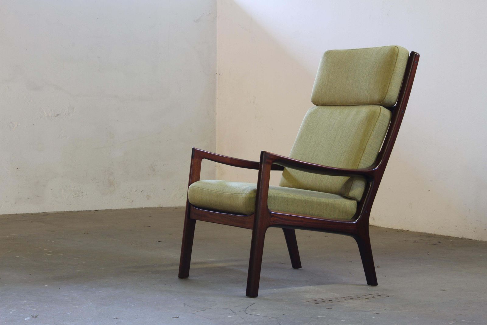 Vintage Mahogany Senator High Back Lounge Chair By Ole Wanscher For Cado, 1960s photo Furniture