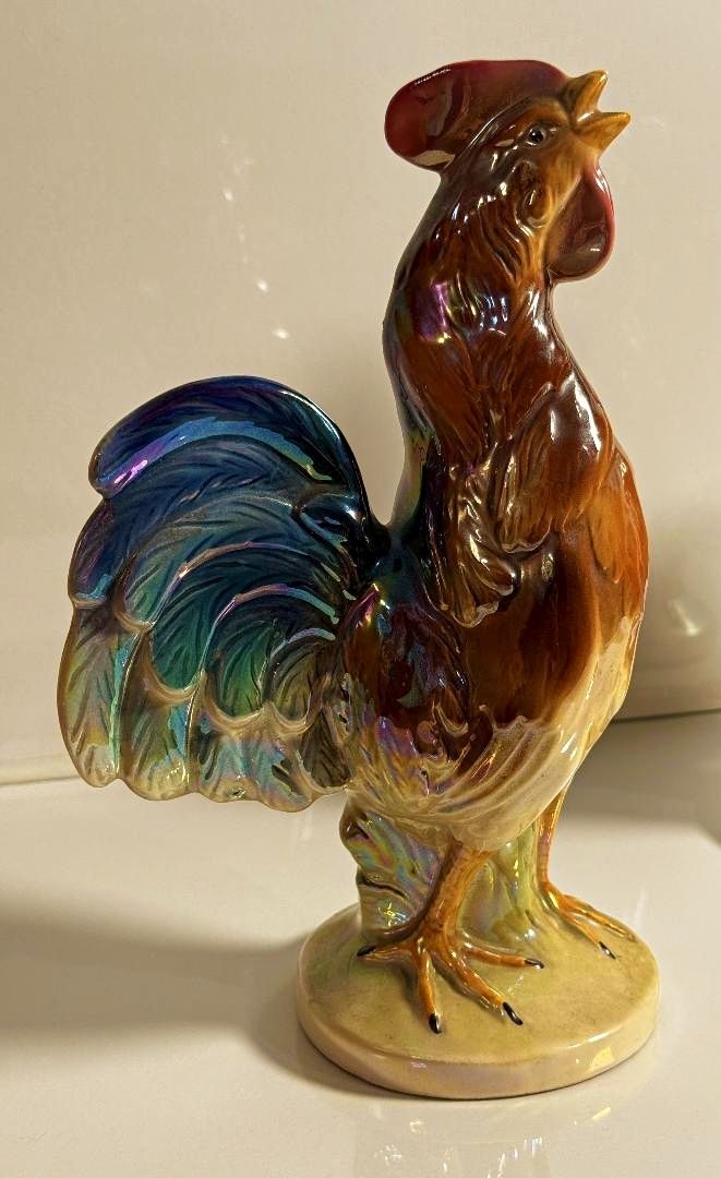 Pair Of Lustreware Cockerels By Jema Holland photo Art
