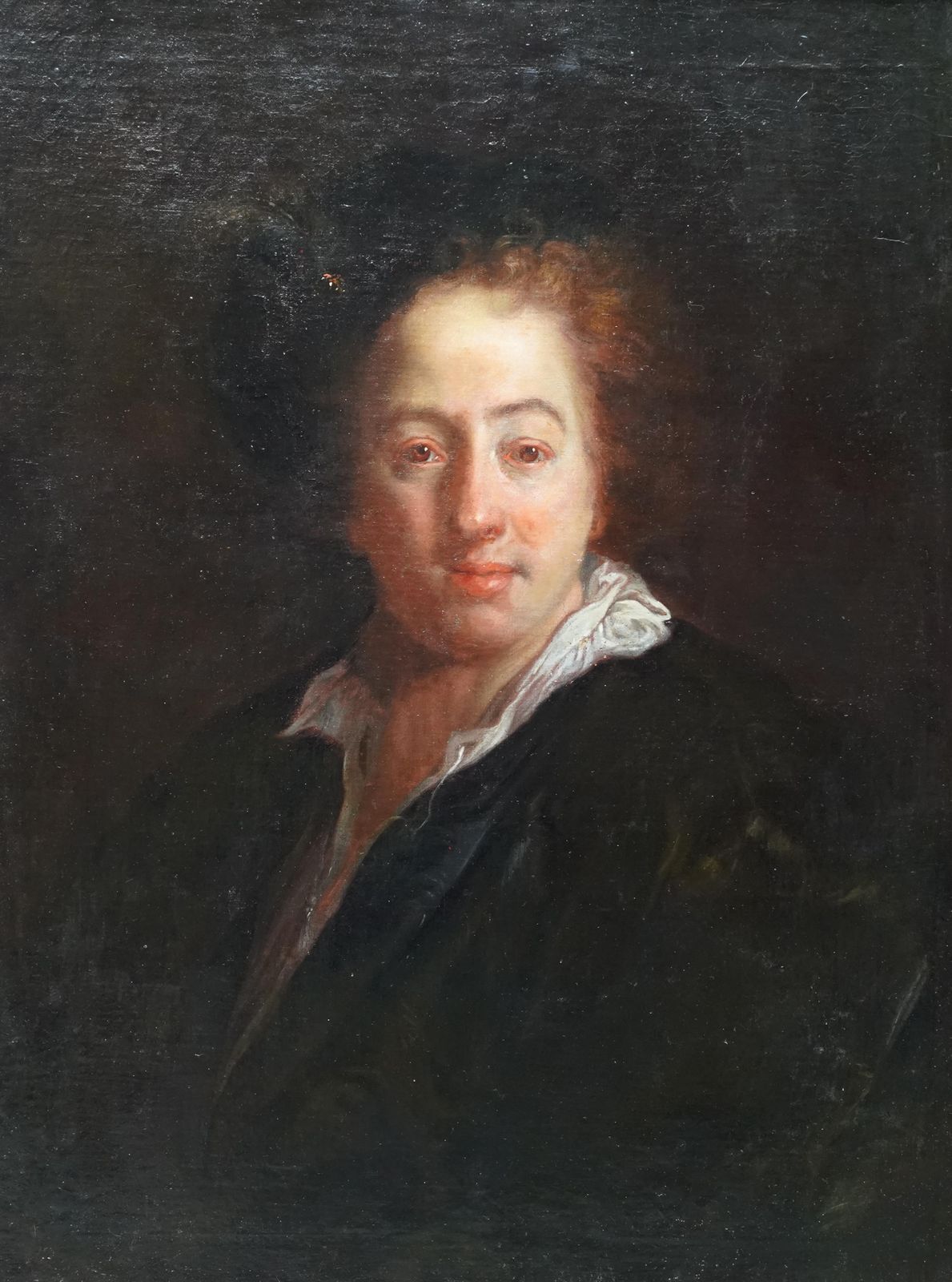 Self Portrait Of Artist   French 18th Century Art Old Master Oil Paintingcirca 1720 photo vintage