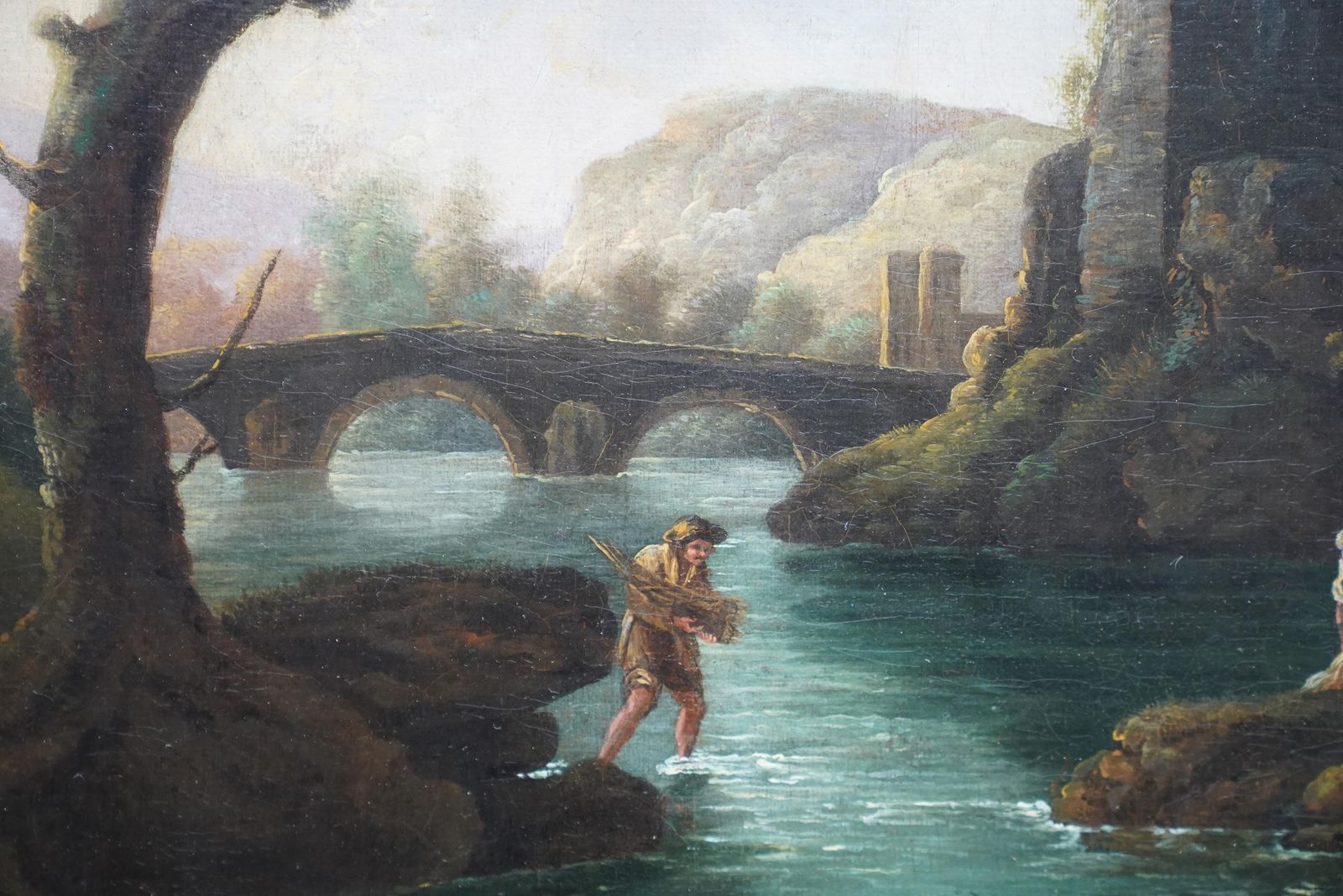 Figures In A River Landscape   British Old Master Figurative Art Oil Paintingcirca 1750 photo vinterior