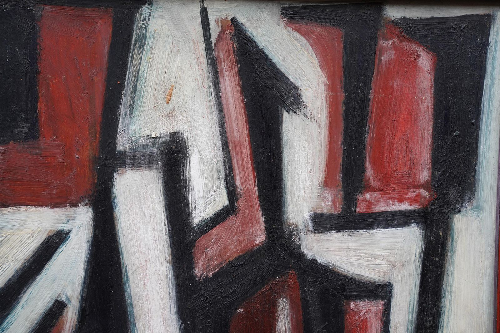 Leo Davyseated Figure III 1952   British Abstract Art Oil Painting Red White Black1952 photo for sale