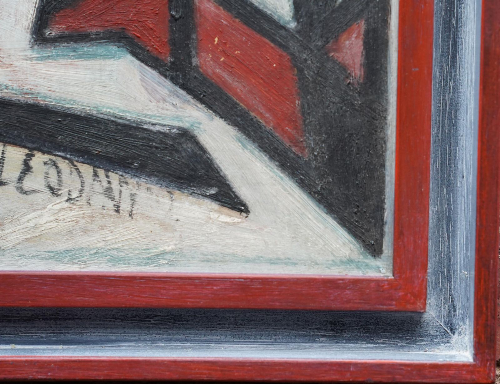 Leo Davyseated Figure III 1952   British Abstract Art Oil Painting Red White Black1952 photo vintage