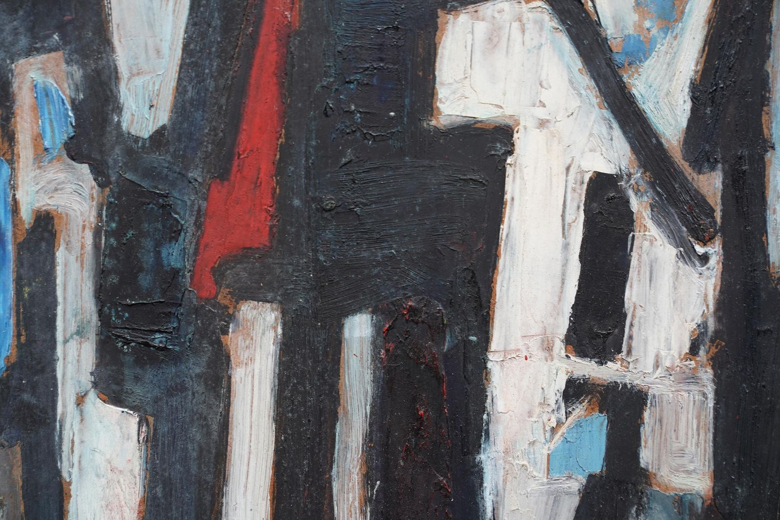 Leo Davystreet Scene II   British 1953 Abstract Art Oil Painting Red Black White1953 photo vinterior