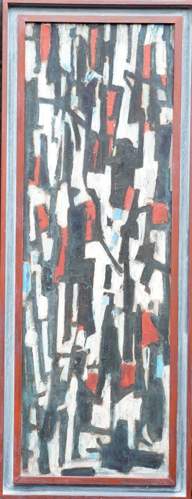 3264.0 Leo Davystreet Scene II   British 1953 Abstract Art Oil Painting Red Black White1953 photo