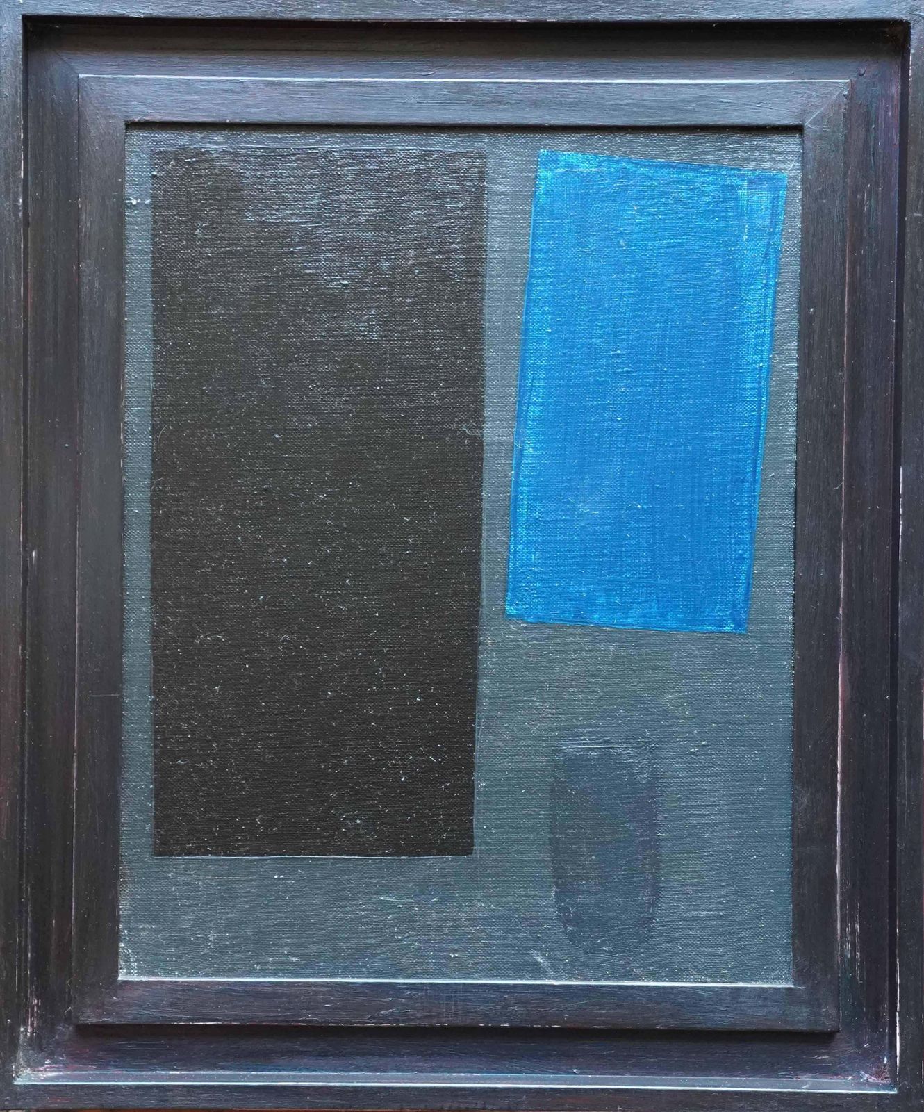 photo for sale Peter L Fieldabstract With Blue Oblong Right   British Fifties Abstract Art Oil Paintingcirca 1955