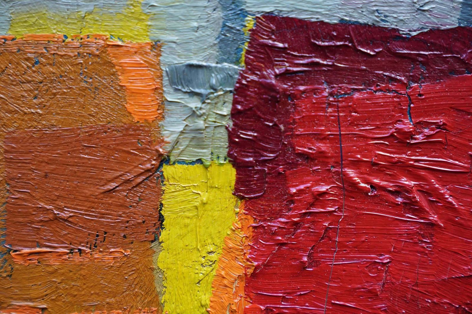 Peter L Fieldred On Orange And Green Abstract Landscape   British Fifties Art Oil Paintingcirca 1955 photo for sale