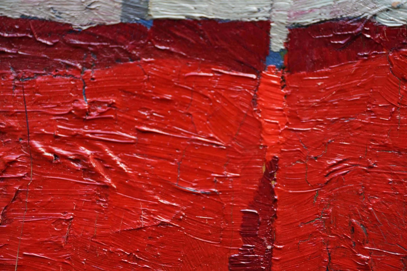 Peter L Fieldred On Orange And Green Abstract Landscape   British Fifties Art Oil Paintingcirca 1955 photo 2238.0