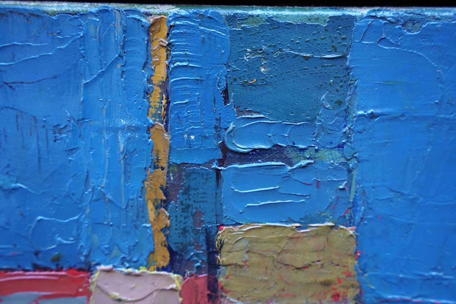 Peter L Fieldabstract Red On Blue Landscape   British Fifties Abstract Art Oil Paintingcirca 1955 photo 2243.0