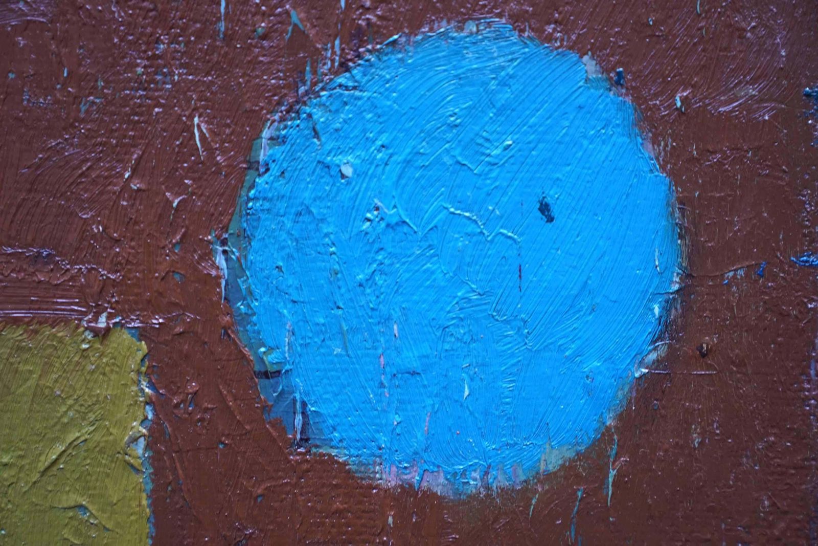 Peter L Fieldblue Circle On Brown Abstract   British Fifties Abstract Art Oil Paintingcirca 1955 photo Art