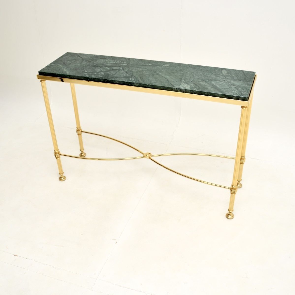 photo for sale Vintage French Brass And Marble Console Table