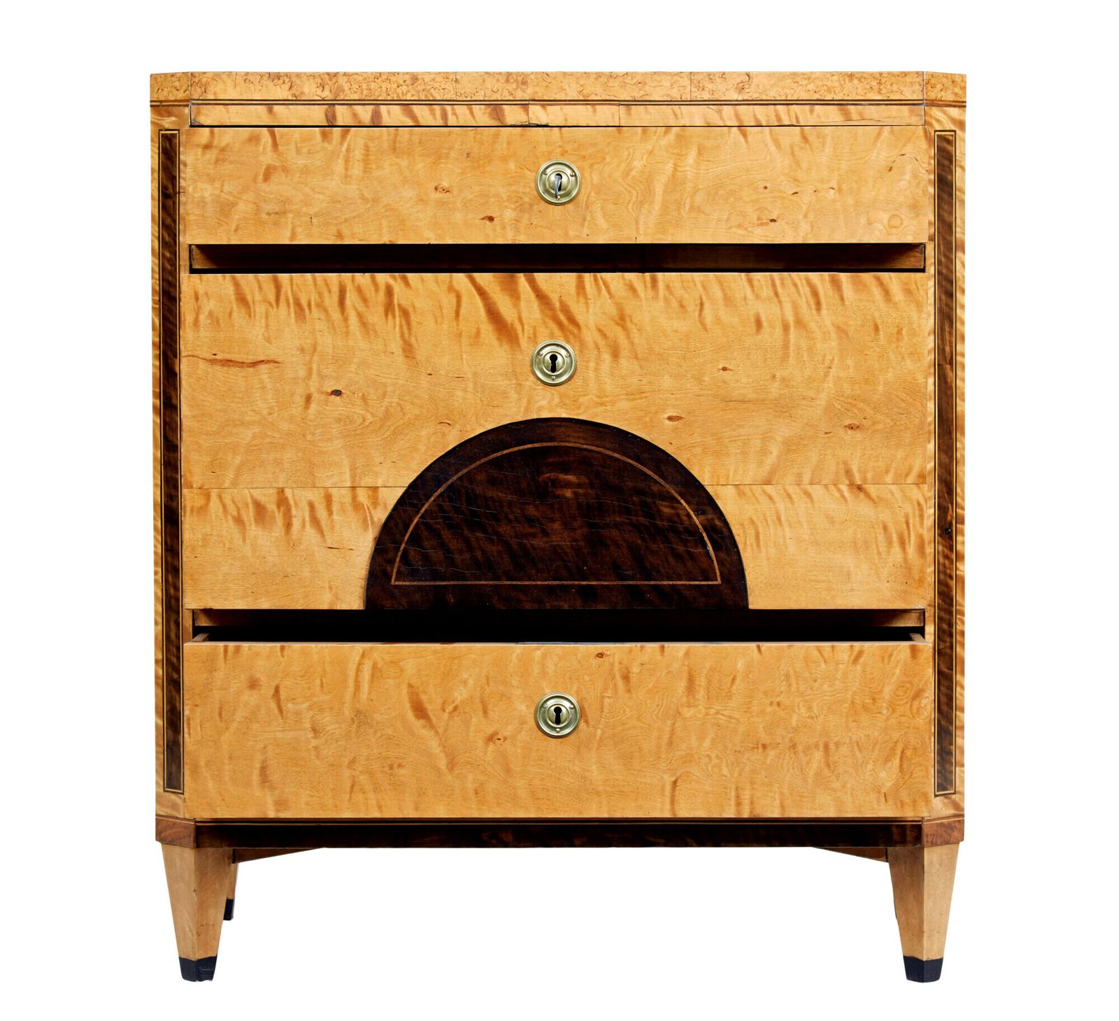 Swedish Biedermeier 19th Century Inlaid Birch Chest Of Drawers photo for sale