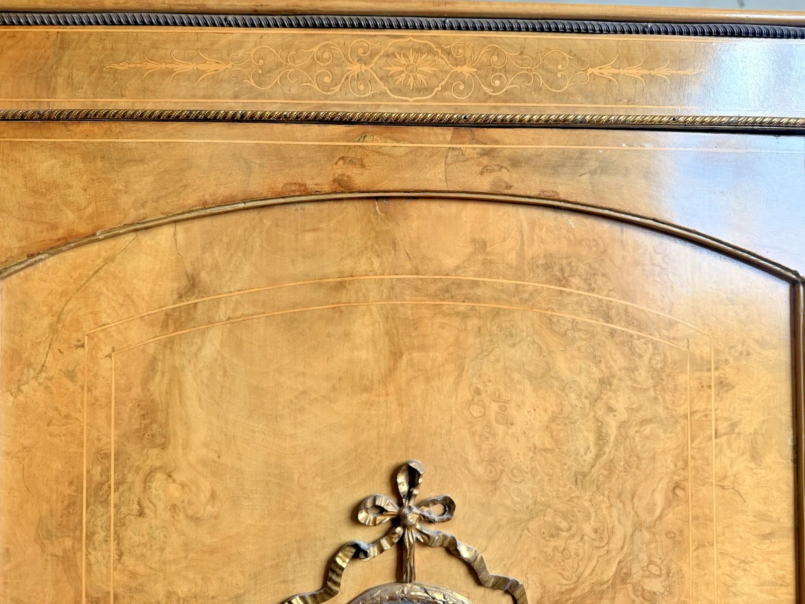 photo for sale Rare Maple Antique Credenza Louis XVI French Display Porcelain Sideboard Cabinet