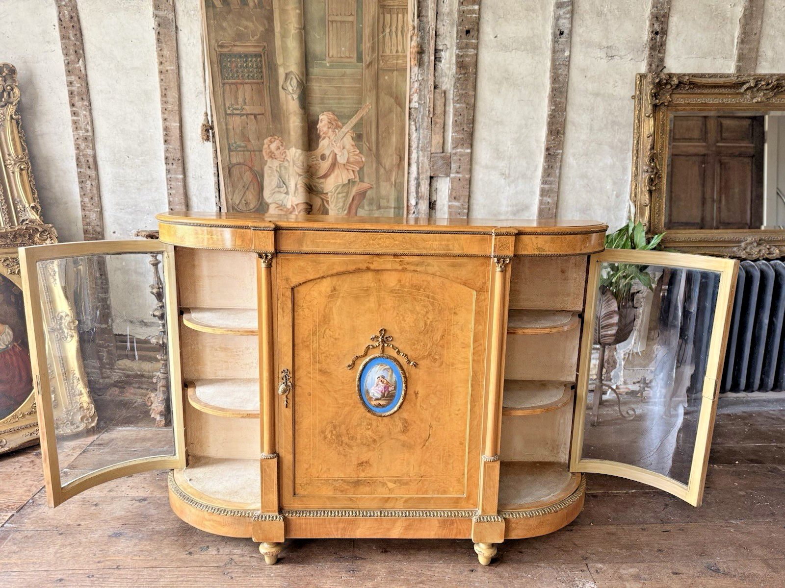 1599.0 Rare Maple Antique Credenza Louis XVI French Display Porcelain Sideboard Cabinet photo