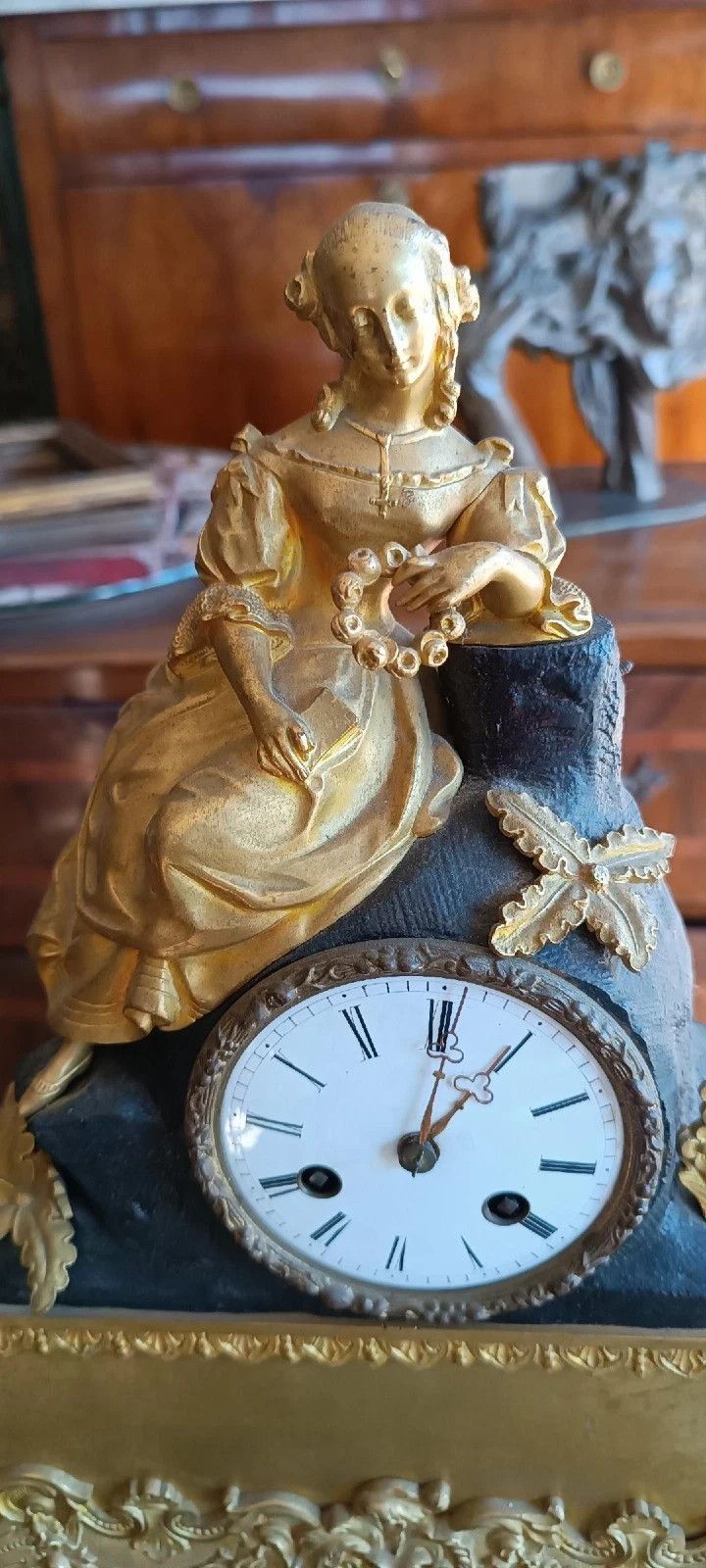 Antique Napoleon III Mercury Gilded Bronze Table Clock France photo 529.0