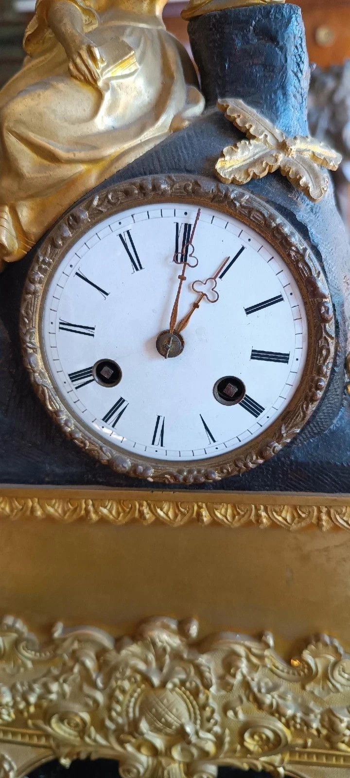 Antique Napoleon III Mercury Gilded Bronze Table Clock France photo vinterior