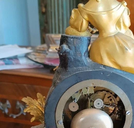 Antique Napoleon III Mercury Gilded Bronze Table Clock France photo vintage