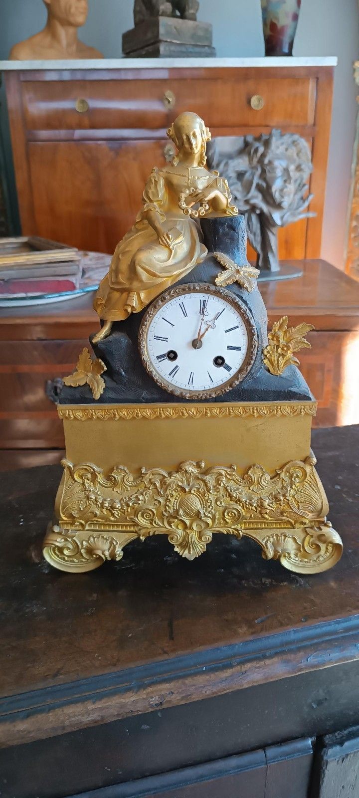 photo furniture Antique Napoleon III Mercury Gilded Bronze Table Clock France