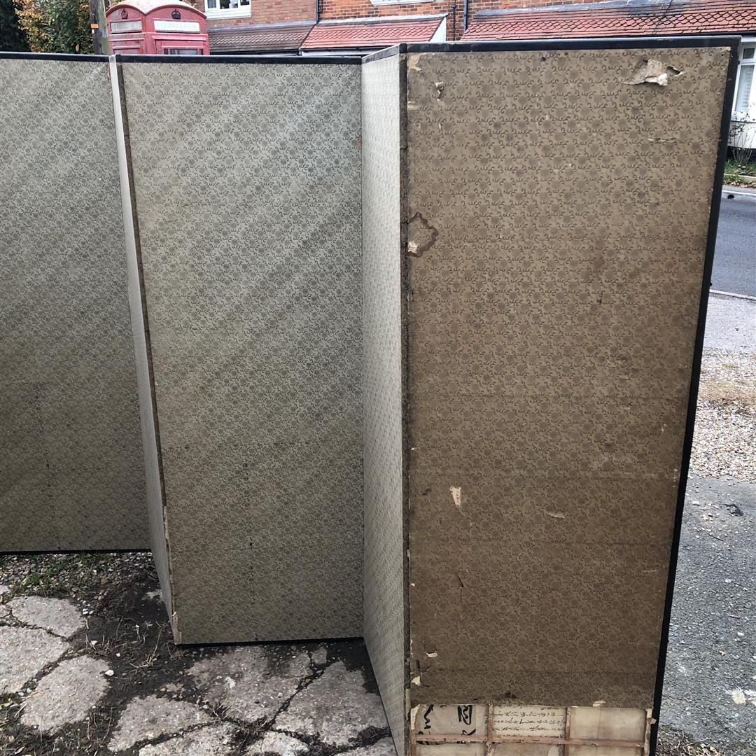 Large Vintage Japanese Byobu Six Panel Room Divider Screen Paper And Wood 1920s photo Home Decor
