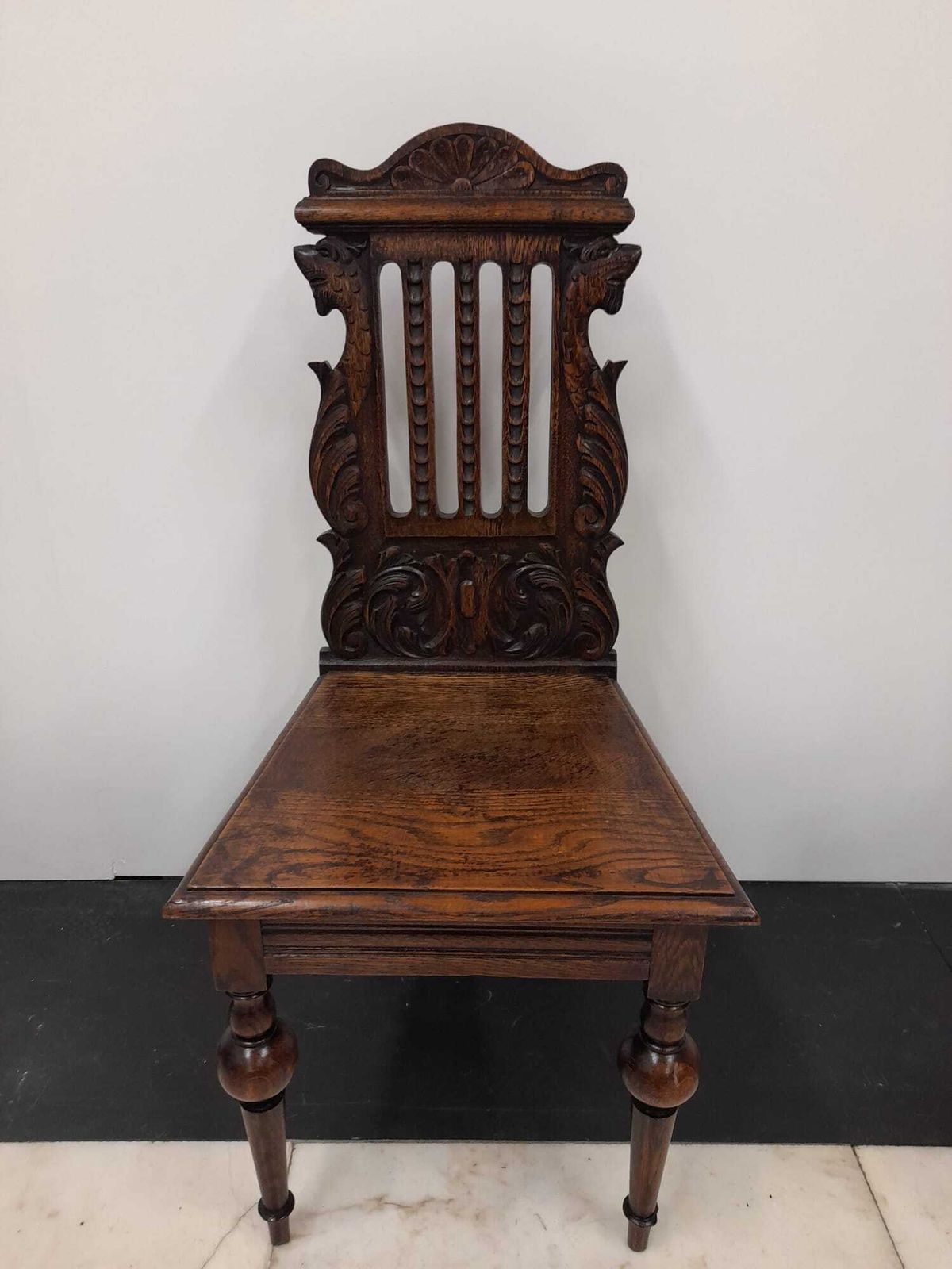 Chairs Antique Pair Of Oak Carved Hall Chairs