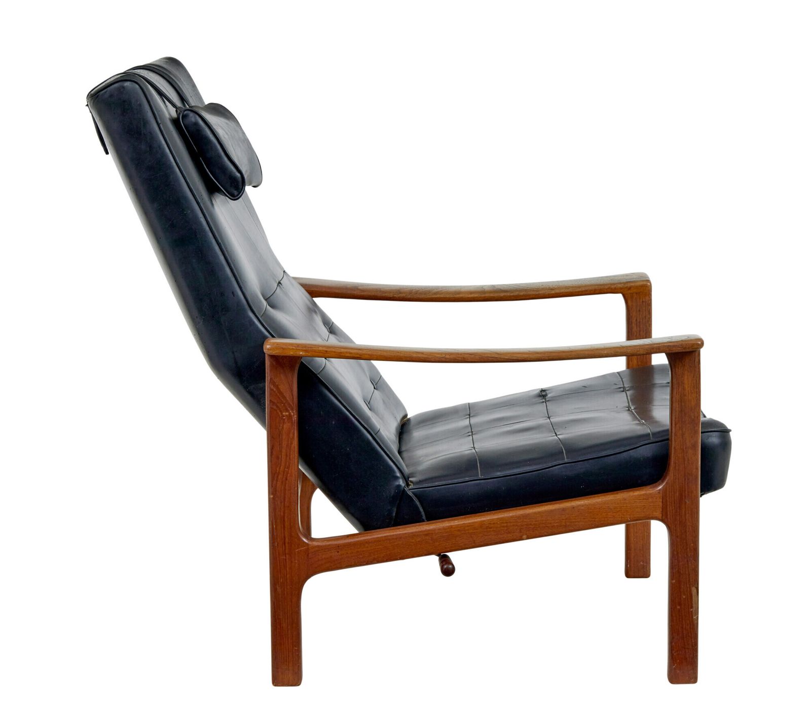 Mid 20th Century Scandinavian Teak Reclining Leather Armchair photo for sale