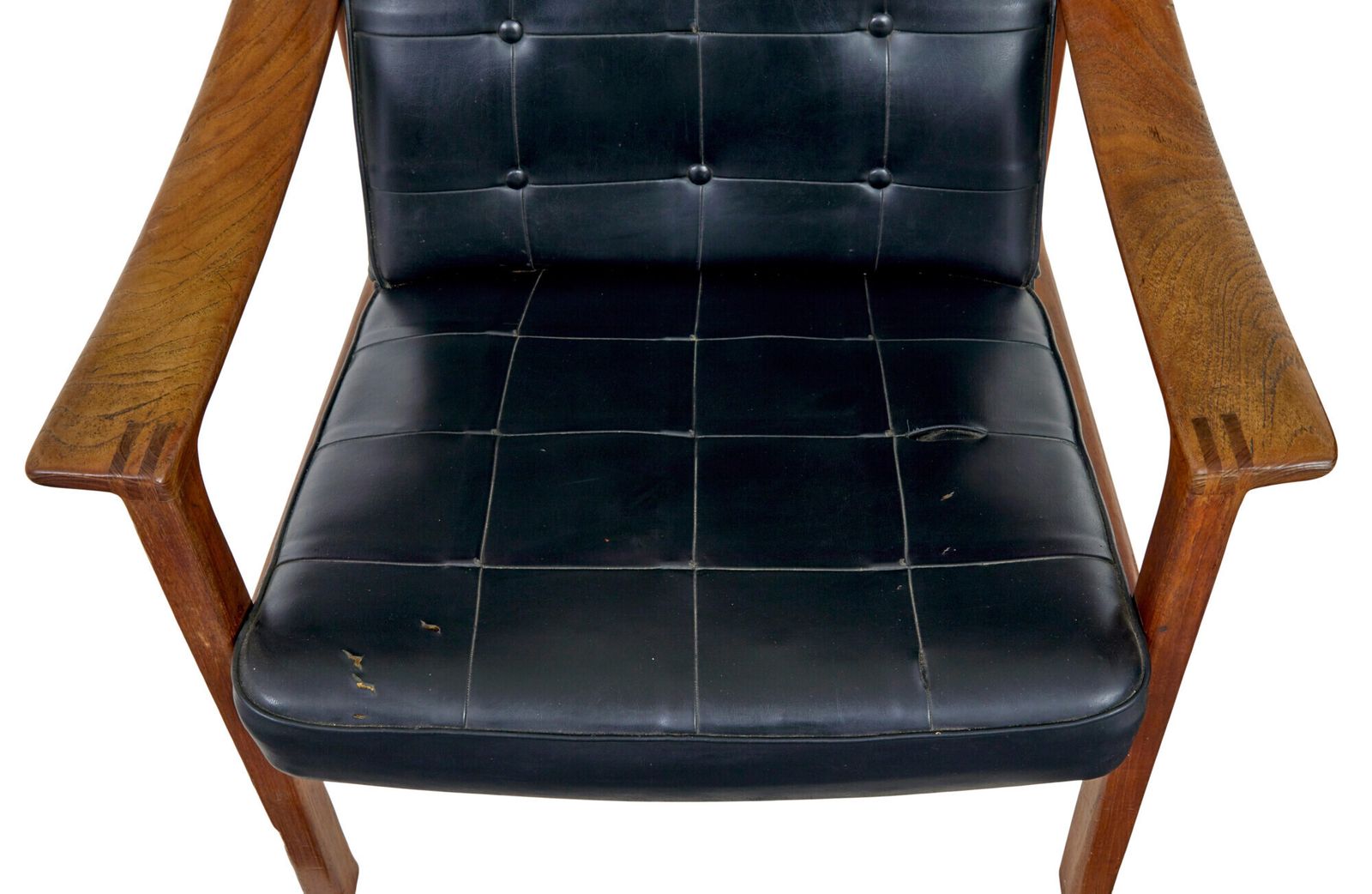Mid 20th Century Scandinavian Teak Reclining Leather Armchair photo buy