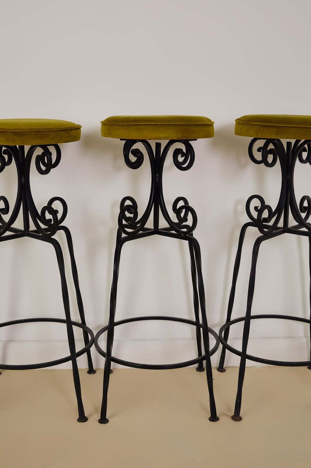 photo for sale Set Of X4 French Art Deco Forged Bar Stools