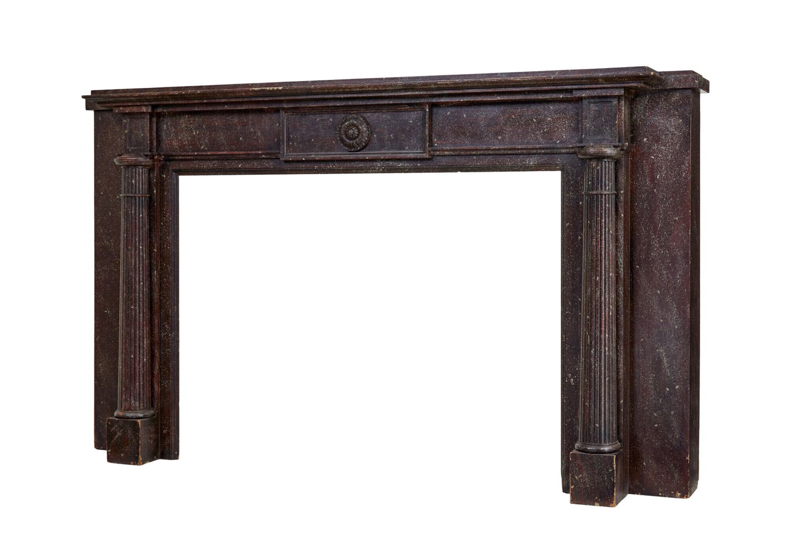 Mid Century Faux Porphyry Marble Adams Style Mantlepiece photo vintage