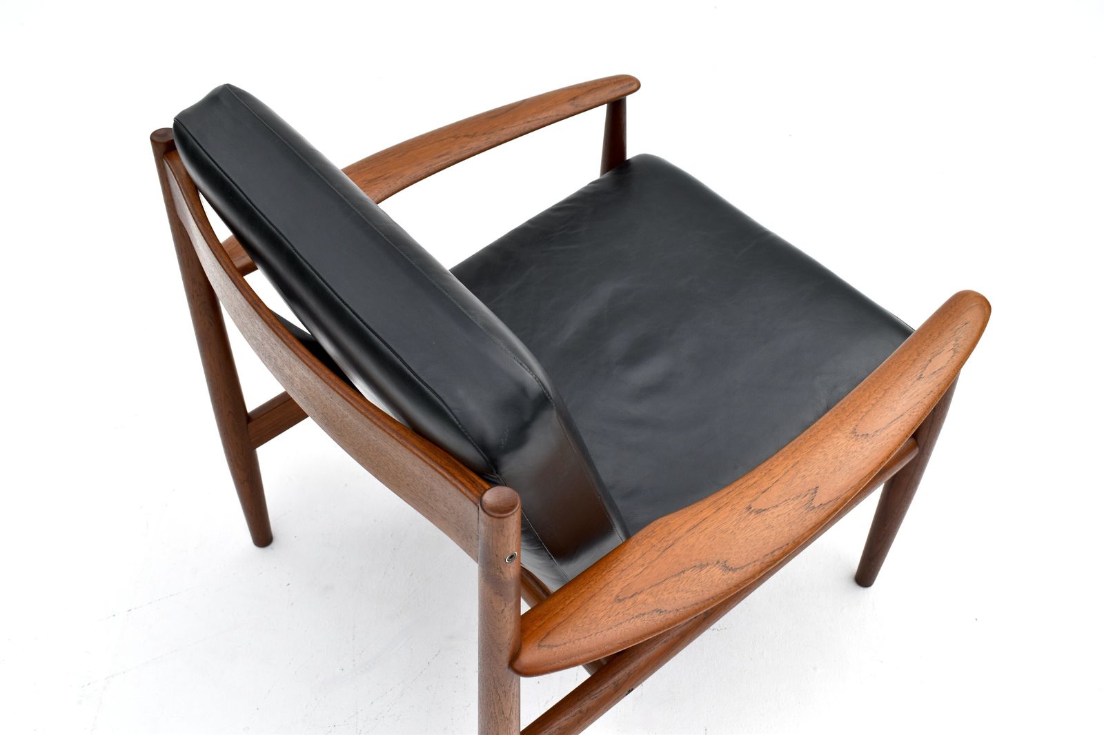 Grete Jalk Teak And Leather Lounge Chair