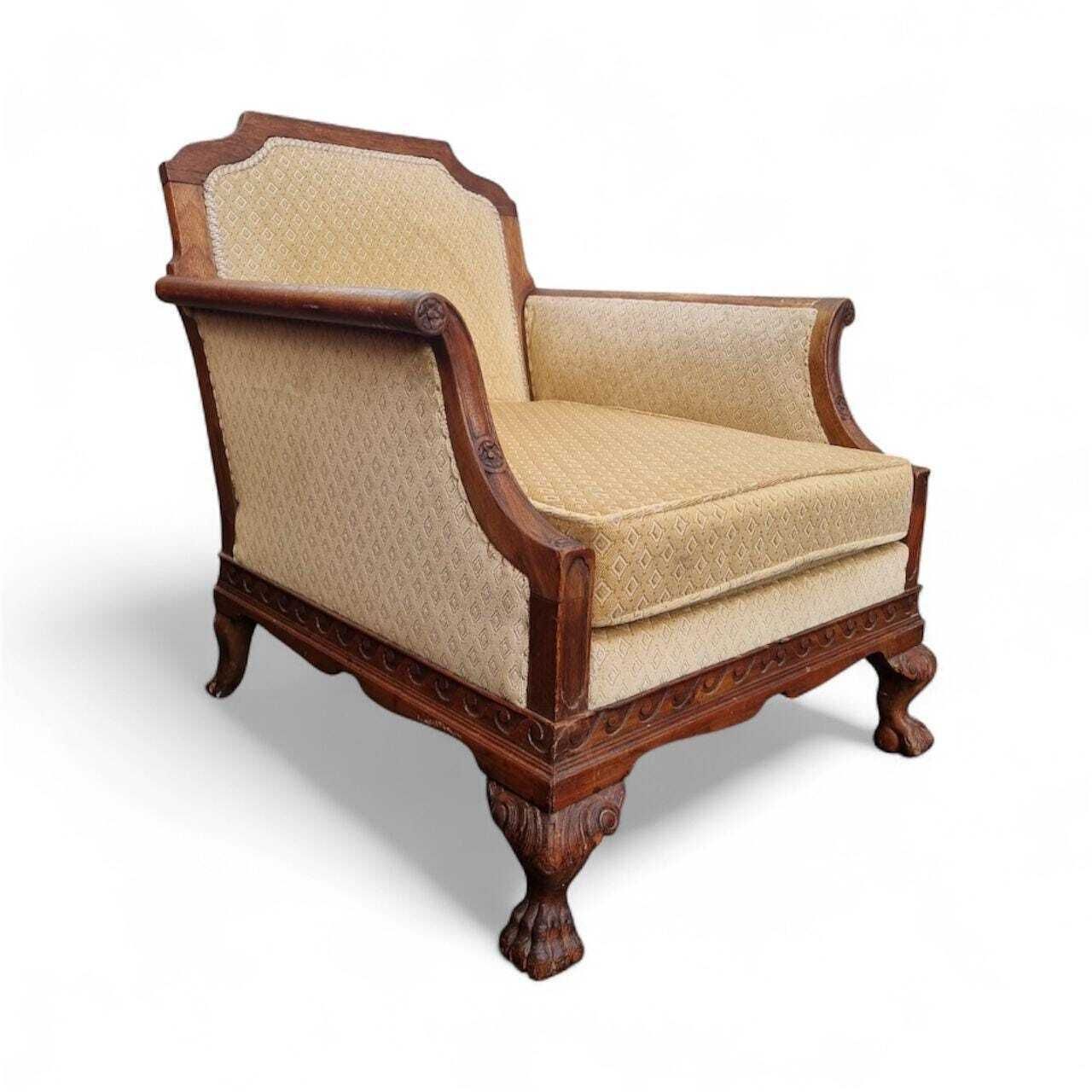 photo for sale Antique Edwardian Carved Mahogany Armchair / Claw & Ball Feet / C.1910 / Free Delivery