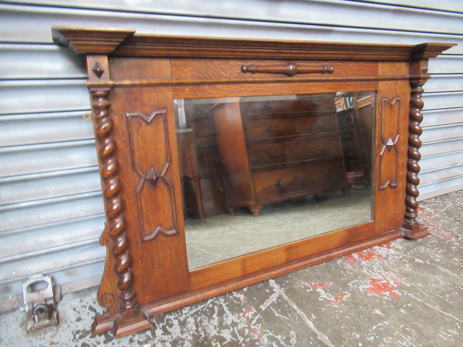 1920s   Oak  Overmantle  Wall Mirror photo furniture