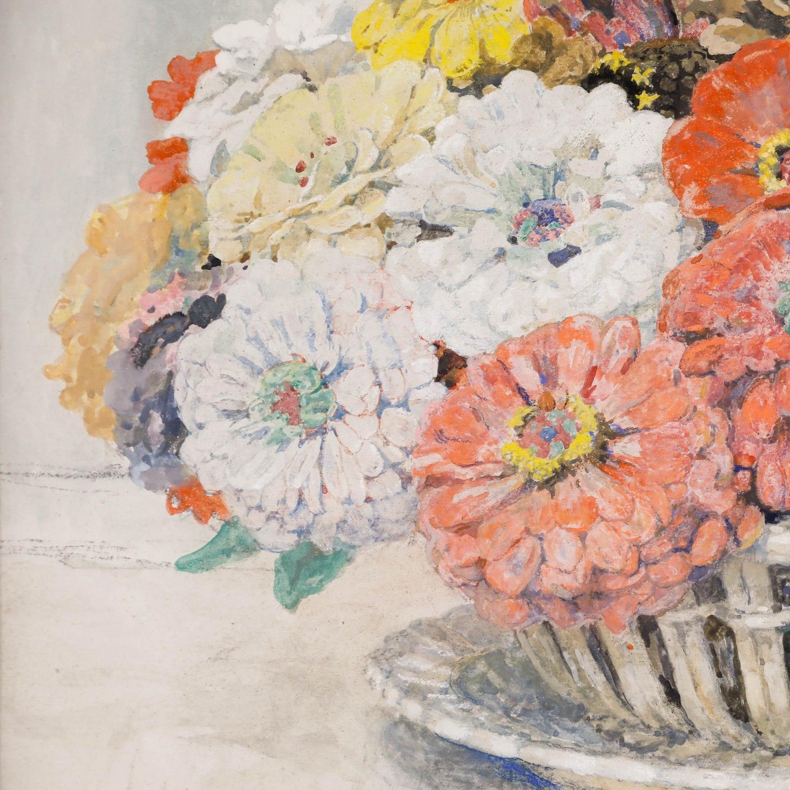 Edgard Maxence (1871 1954) French School Gouache, Zinni's In Creamware photo 3995.0
