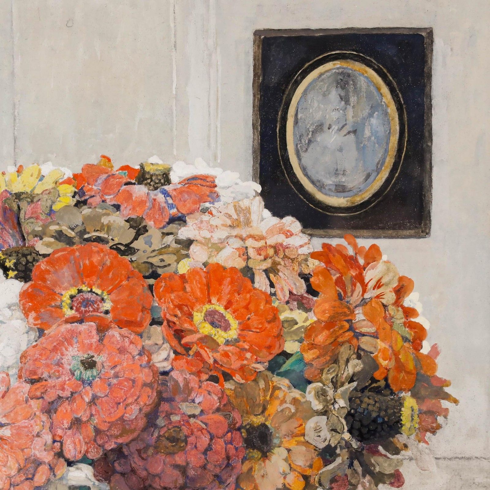 Edgard Maxence (1871 1954) French School Gouache, Zinni's In Creamware photo vinterior