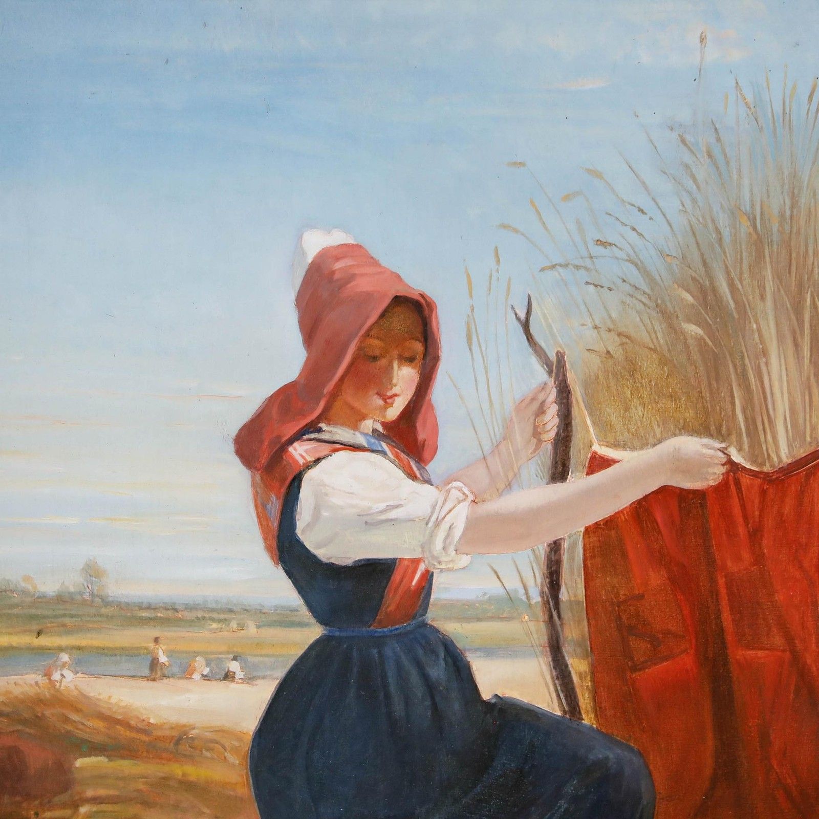 After Georges Edouard Darcy Framed 20th Century Oil, La Sieste Dans Les Blés photo Art